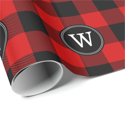 Red Black XL Buffalo Kariert Lumberjack 1IR Monogr Geschenkpapier (Rolleneckpunkt)