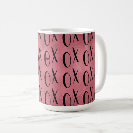 Red Black XOXO Herz Kaffeetasse (VorderseiteRechts)