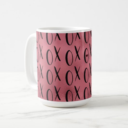Red Black XOXO Herz Kaffeetasse (Vorderseite Links)
