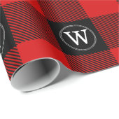 Red Black XXL Buffalo Kariert Lumberjack IR Monogr Geschenkpapier (Rolleneckpunkt)