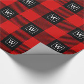 Red Black XXL Buffalo Kariert Lumberjack SQ Monogr Geschenkpapier (Ecke)