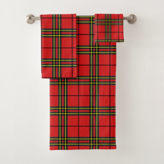 Red Black Yellow Tartan Badhandtuch Set (Insitu)