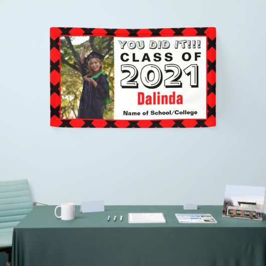 Red & Black You Did It Graduation Banner (Messeveranstaltung)