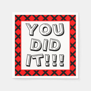 Red & Black You Did It Graduation Serviette