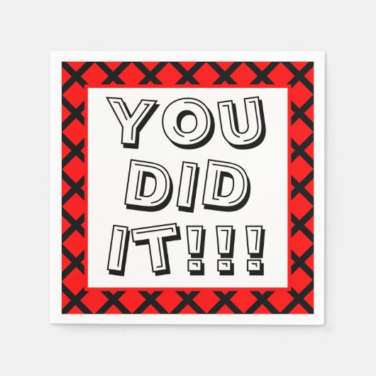 Red & Black You Did It Graduation Serviette (Vorderseite)