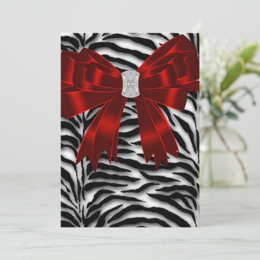 Red Black Zebra Dankeschön Karte (Stehend Vorderseite)