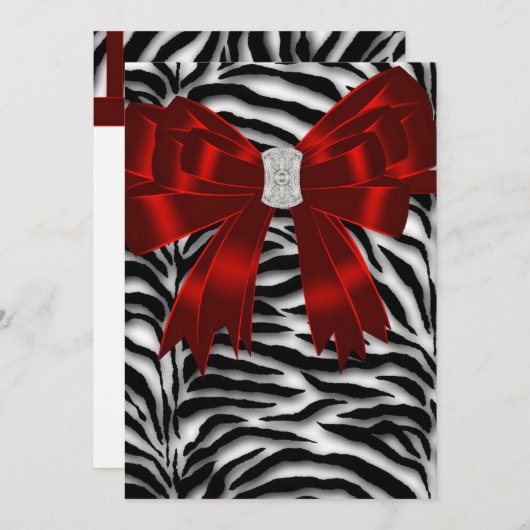 Red Black Zebra Dankeschön Karte (Vorne/Hinten)