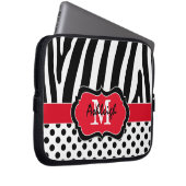 Red Black Zebra Stripes Polka Dots Laptop Case (Vorne Rechts)