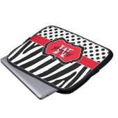 Red Black Zebra Stripes Polka Dots Laptop Case (Vorne Knopf)