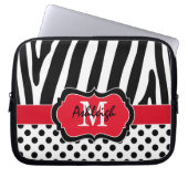 Red Black Zebra Stripes Polka Dots Laptop Case (Vorderseite)