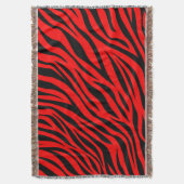 Red Black Zebra Stripes Print Decke (Vorderseite Vertikal)