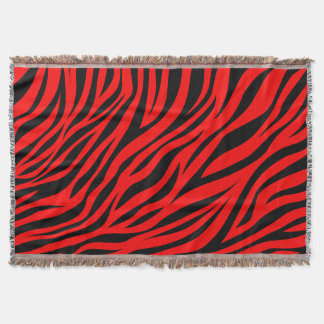 Red Black Zebra Stripes Print Decke