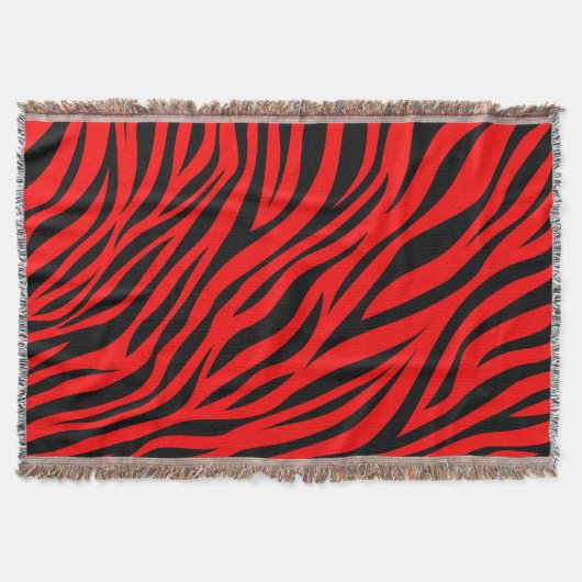 Red Black Zebra Stripes Print Decke (Vorderseite)