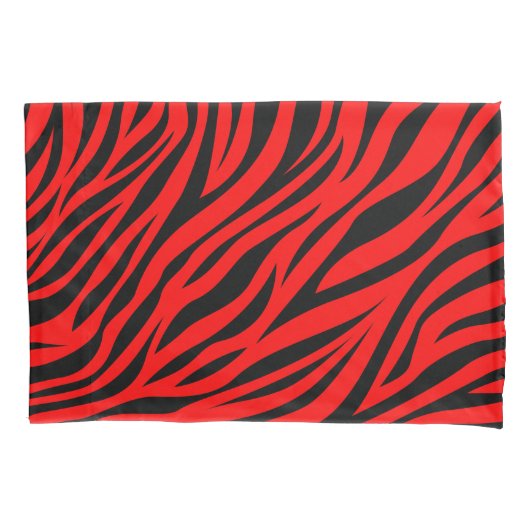 Red Black Zebra Stripes Print Kissenbezug (Vorderseite)