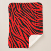Red Black Zebra Stripes Print Sherpadecke (Vorderseite)