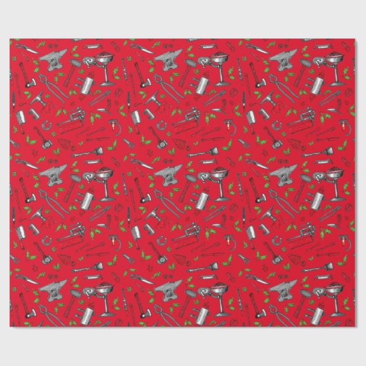 Red Blacksmith Christmas Wrapper Geschenkpapier (Flach)