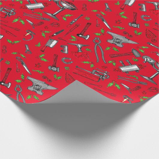 Red Blacksmith Christmas Wrapper Geschenkpapier (Ecke)