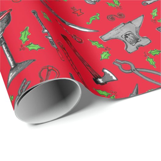 Red Blacksmith Christmas Wrapper Geschenkpapier (Rolleneckpunkt)