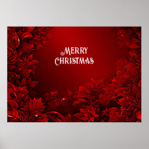 Red Blätter Floral Holiday Poster