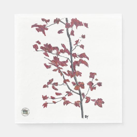 Red Blätter Paper Napkin Serviette (Vorderseite)