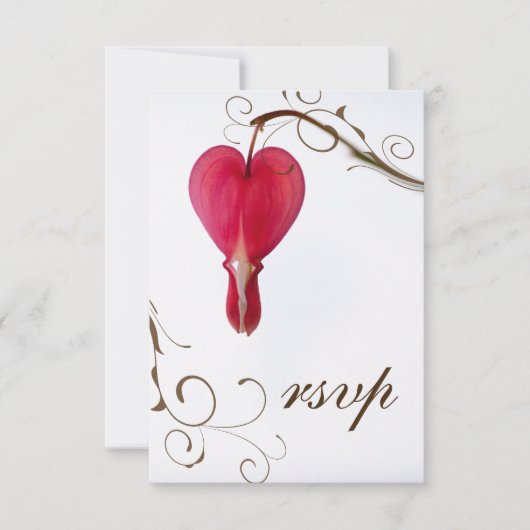 Red Bleeding Hearts Blume Hochzeit RSVP Karte (Vorderseite)