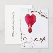 Red Bleeding Hearts Blume Hochzeit RSVP Karte (Vorne/Hinten)