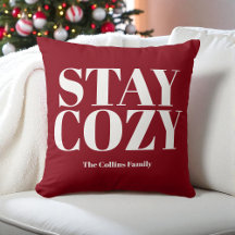 Red Bleibe Cosy Festive Typografy White Family Nam