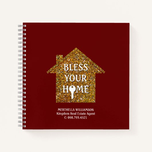 Red BLESS YOUR ZUHAUSE Real Anwesen Notebook Notizblock (Vorderseite)