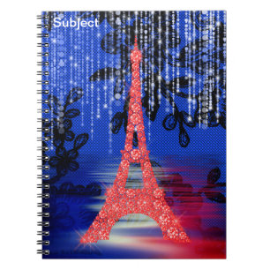 Red Bling Eiffel Tower Notizblock