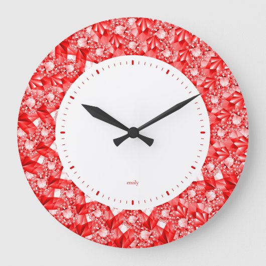 Red Bling für eine Königin oder eine King Large Cl Große Wanduhr (Vorderseite)