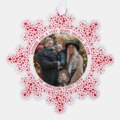 Red Blizzard Dots Snowy Foto Weihnachten Ornament Karte (Vorderseite)
