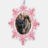 Red Blizzard Dots Snowy Foto Weihnachten Ornament Karte (Linke Ecke)