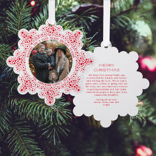 Red Blizzard Dots Snowy Foto Weihnachten Ornament Karte