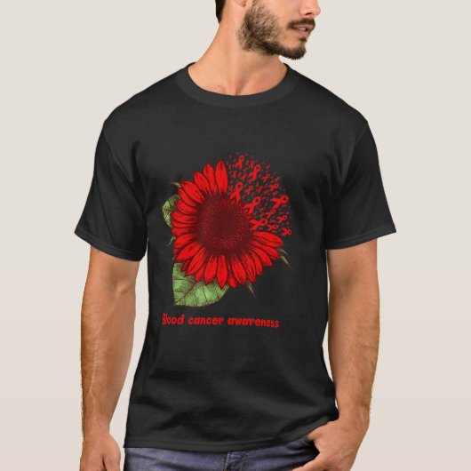 Red Blood Cancer Awareness Sunflower Gift Warrior  T-Shirt (Vorderseite)