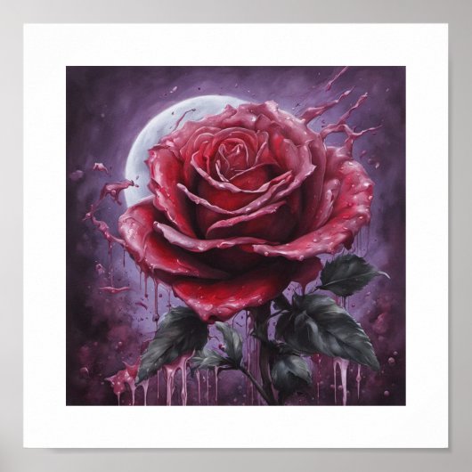 Red Blood Moon Rose Poster (Vorne)