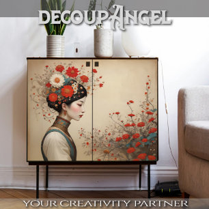 Red Bloom Serenity - Decoupage - Seidenpapier