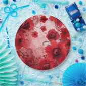 Red Bloom Symphony Pappteller (Party)