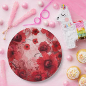 Red Bloom Symphony Pappteller (Party)