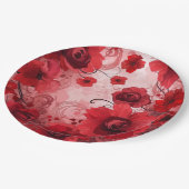 Red Bloom Symphony Pappteller (Schrägansicht)
