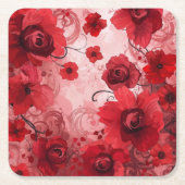 Red Bloom Symphony Rechteckiger Pappuntersetzer (Vorderseite)
