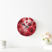 Red Bloom Symphony Runde Wanduhr (Zuhause)