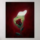 Red Bloom Window – Surreal Floral Wall Art Print Poster (Vorne)