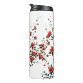 Red Blossoms on Ivory Silent Spring Branch Ink and Thermosbecher (Nach rechts gedreht)