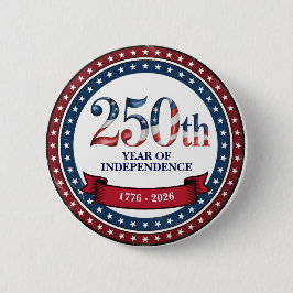Red & Blue 250th Years of USA Independence Button