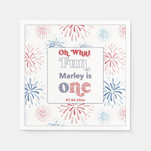 Red Blue 4. Juli Feuerwerk 1. Geburtstag Party Serviette