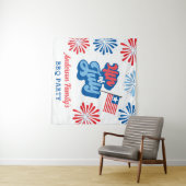 Red & Blue 4. Juli Fireworks Wiedersehen GRILLEN P Wandteppich (Beispiel (Horizontal))