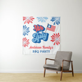 Red & Blue 4. Juli Fireworks Wiedersehen GRILLEN P Wandteppich