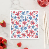 Red Blue 4. Juli Floral Napkin Serviette (Beispiel)