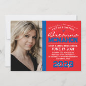 Red & Blue Abschluss 2 Foto Ankündigung (Vorderseite)