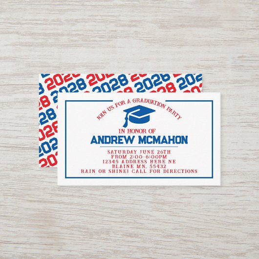 Red & Blue Abschluss Einladung zur Ankündigung Bei